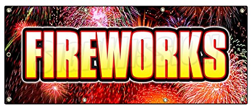 36'X96' Fireworks I Banner Sign Stand Firework Store Signs Bottle Rockets
