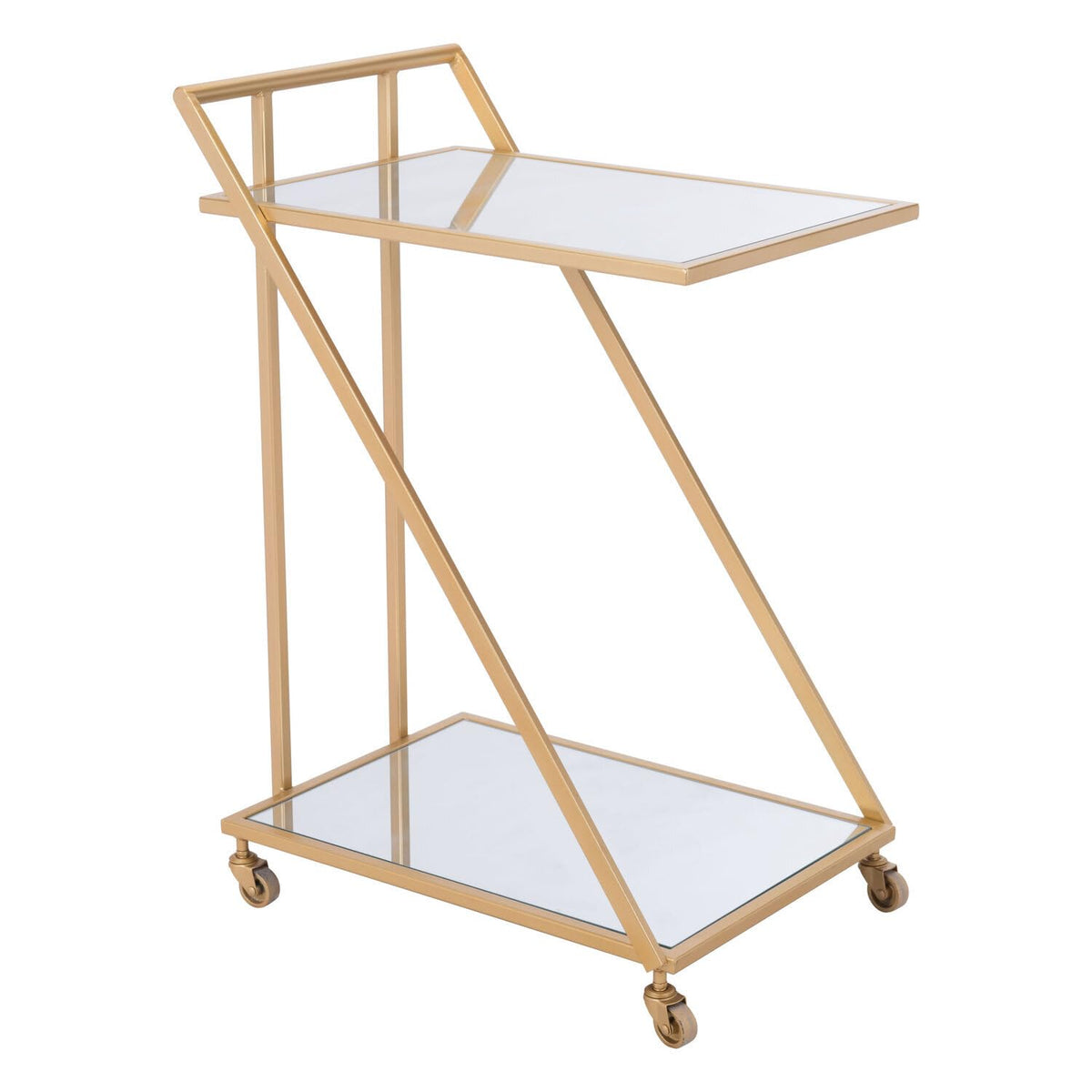 HomeRoots Decor 22-inch x 15.9-inch x 31.9-inch Gold, Mirror & Steel, Bar Cart