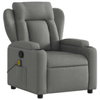 vidaXL Dark Gray Fabric Recliner Chair with 6-Point Vibration Massage, Adjustable Backrest & Footrest, Cup Holders, Side Pocket, Padded Seat, Perfect for Living Room or Home Theater Seating