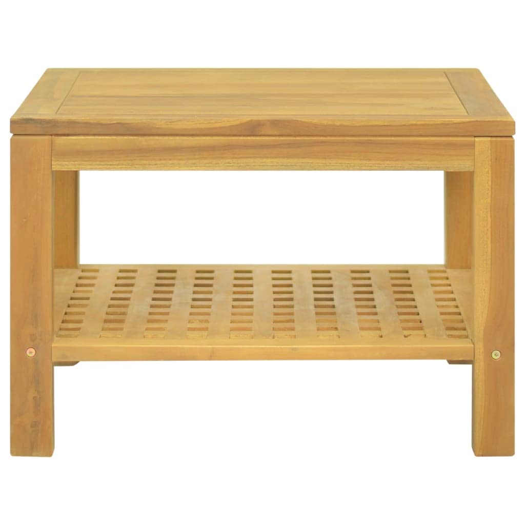 vidaXL Solid Teak Wood Coffee Table - 23.6"x23.6"x15.7" - Sturdy Frame - Ample Storage - Unique Square Cut-Out Design - Stylish Home Décor