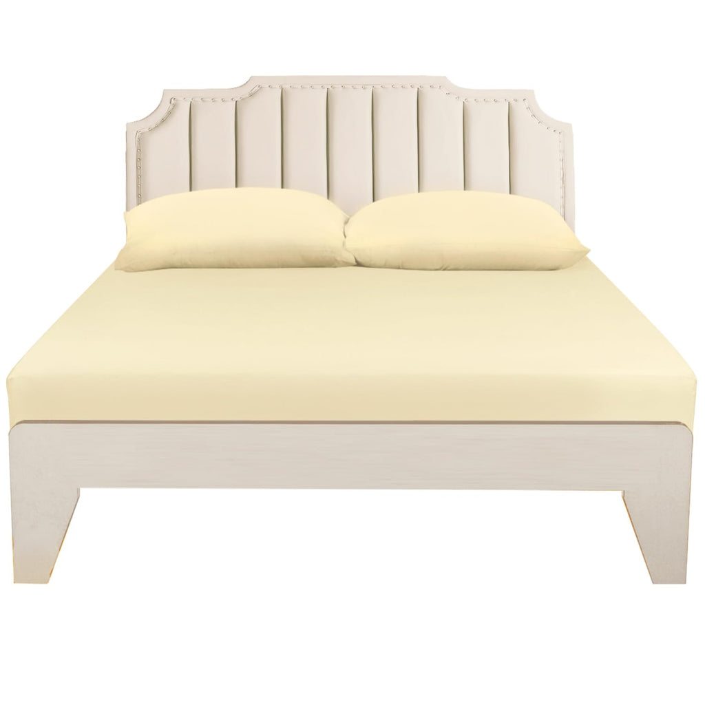 Lirex Fitted Sheet, Queen Size 100% Egyptian Cotton 300 Thread Count Soft Breathable Fitted Sheet, 150X200Cm, Cream White