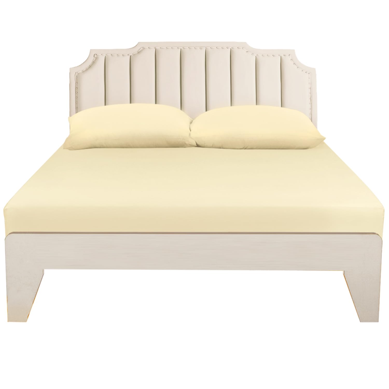 Lirex Fitted Sheet, Queen Size 100% Egyptian Cotton 300 Thread Count Soft Breathable Fitted Sheet, 150X200Cm, Cream White
