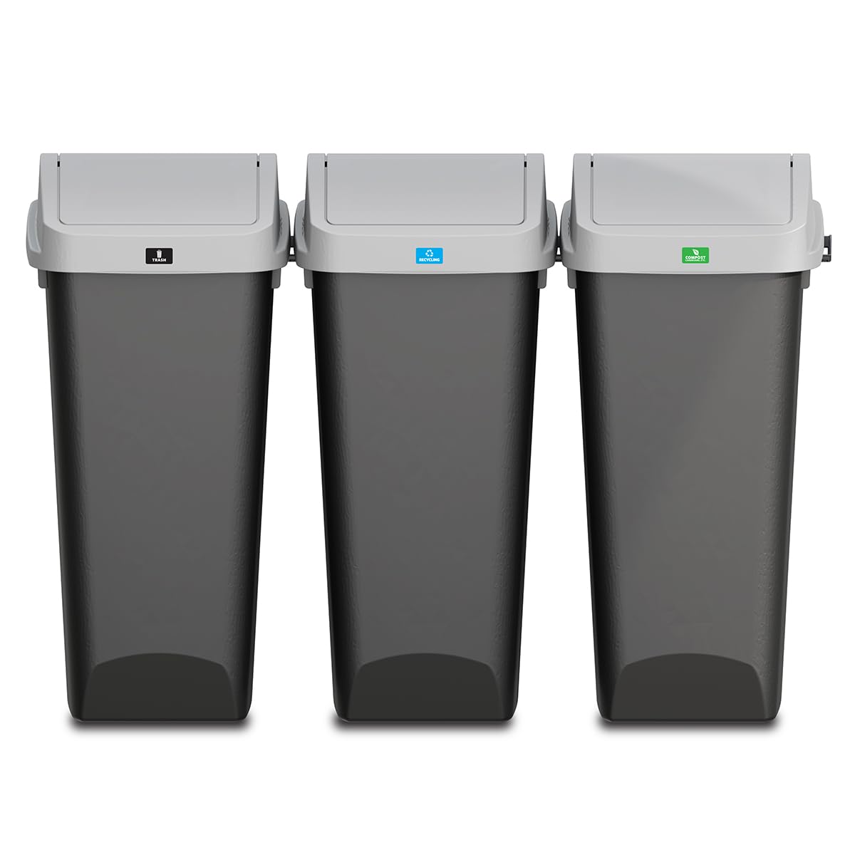 Glad Link & Sort 36 Gallon Waste and Recycle Center - 3x12G (3x45L) Plastic Bin Compartments for Trash, Recycling, Compost with 