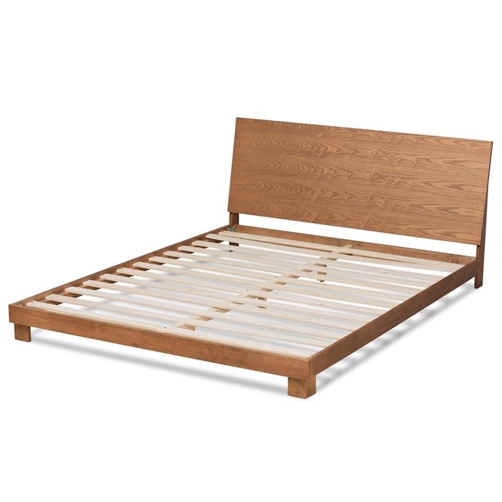 Baxton Studio Haines Modern and Contemporary Walnut Brown Finished Wood Queen Size Platform Bed