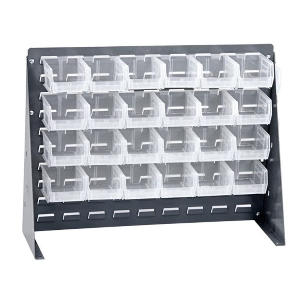 Quantum Storage Systems QBR-2721-210-24CL Ultra Bin Complete Bench Rack Package with 24 Ultra Bins, 27 x 8 x 21 , Clear