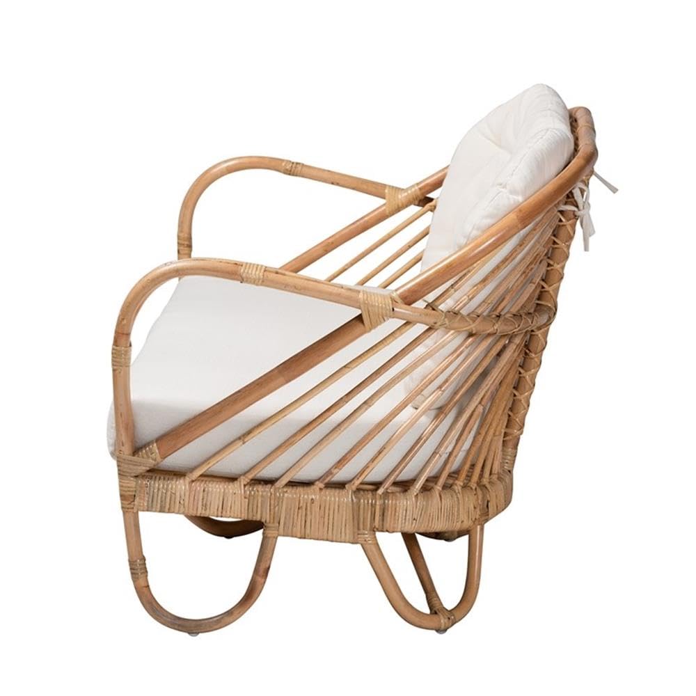 Baxton Studio Aliane Modern Bohemian Natural Brown Antique Rattan Loveseat Natural BrownMaterial