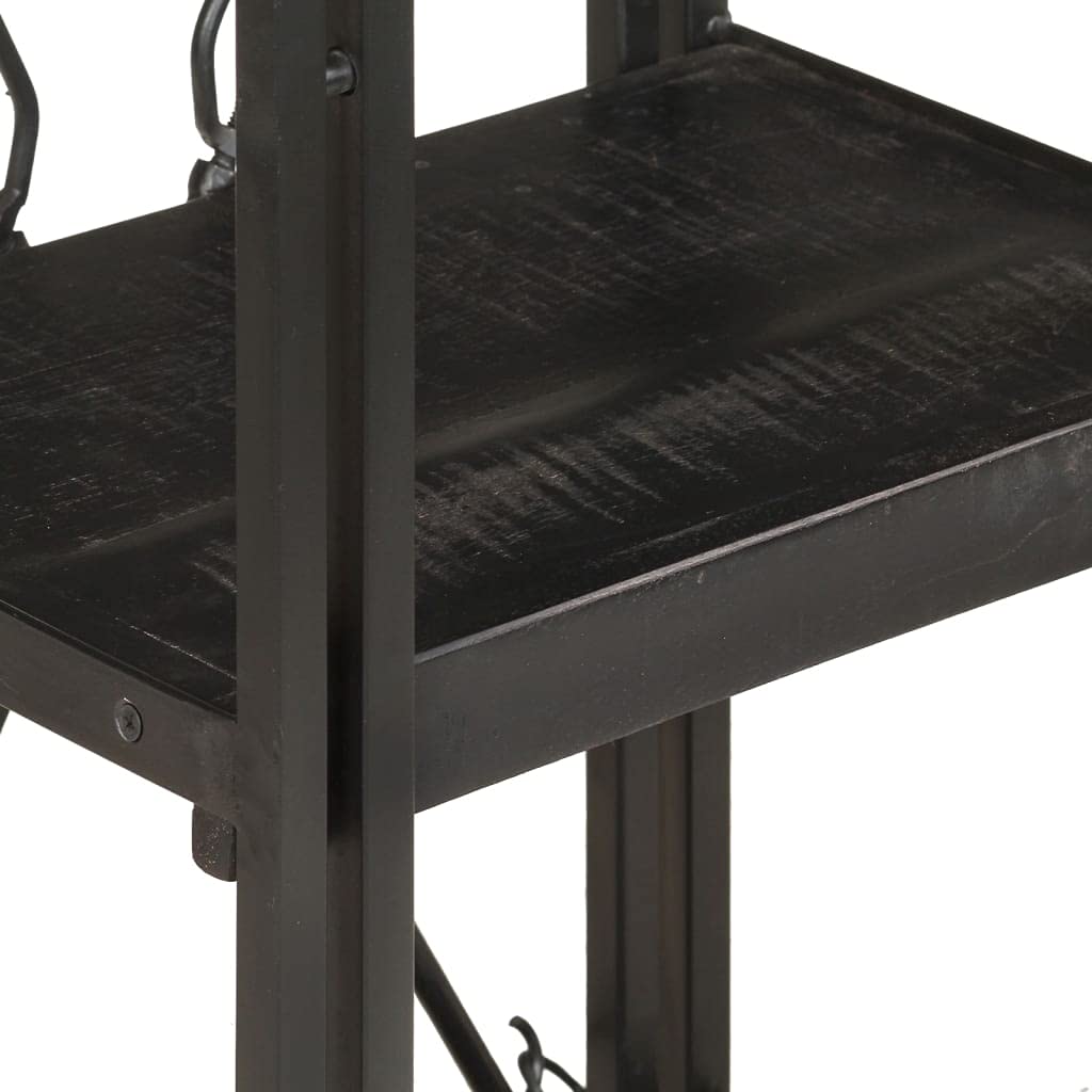 vidaXL Industrial Style 3-Tier Bookcase - Black Solid Mango Wood with Steel Frame - Perfect for Home or Office Storage, Display, and Decor