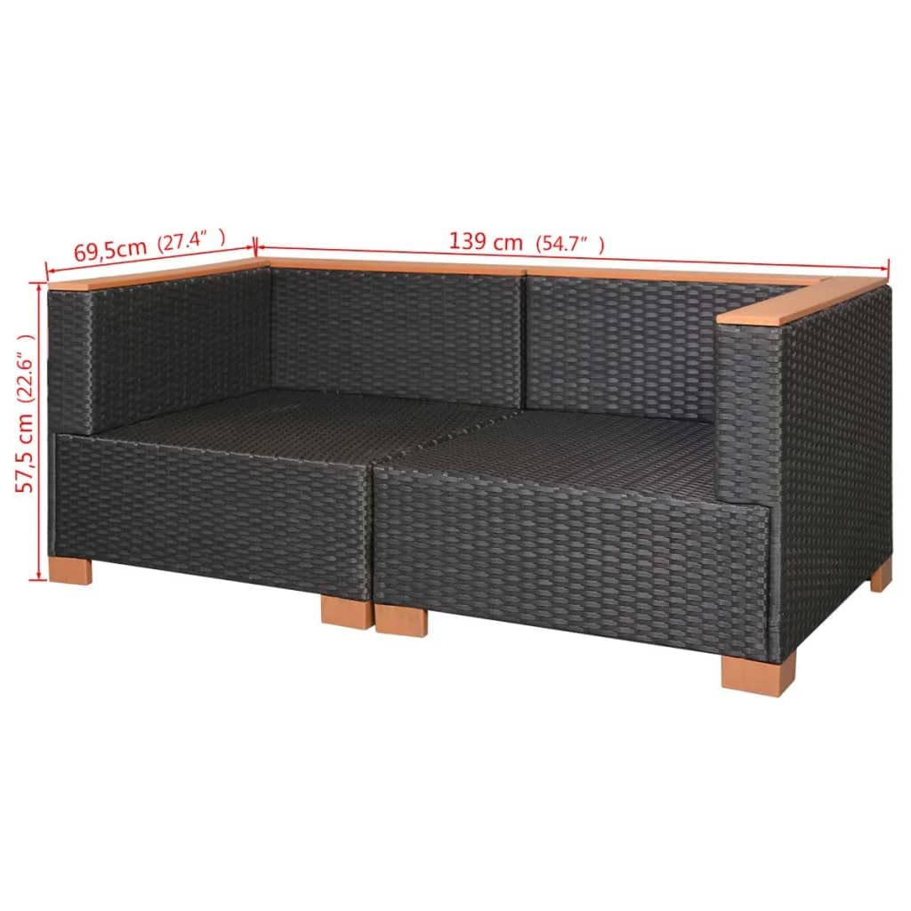 Patio Sofa Poly Rattan Black