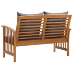 vidaXL Patio Bench with Cushions 46.9" - Comfortable Acacia Wood Outdoor Bench with Backrest and Armrests, Unique Solid Wood Grain Design, Dark Gray Cushions