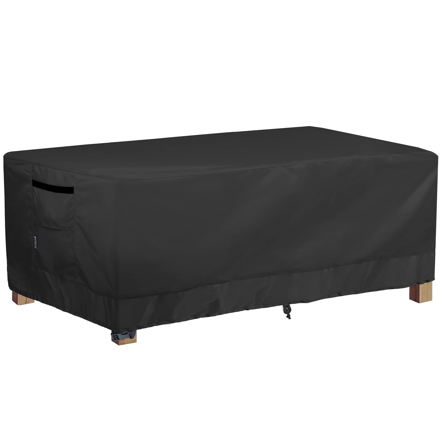 Steeca Patio Coffee Table Cover, Waterproof Rectangular Small Side Table Cover For Outdoor Furniture 48L X 26W X 18H Inch, Black