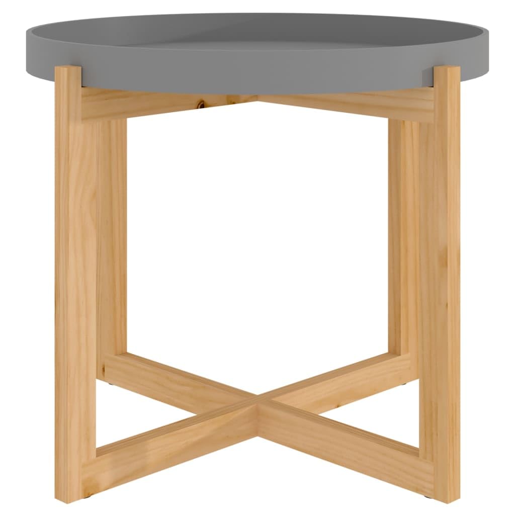 vidaXL Scandinavian Design Round Coffee Table in Gray, Engineered Wood & Solid Pine, Lightweight, 20.9"x20.9"x17.1"