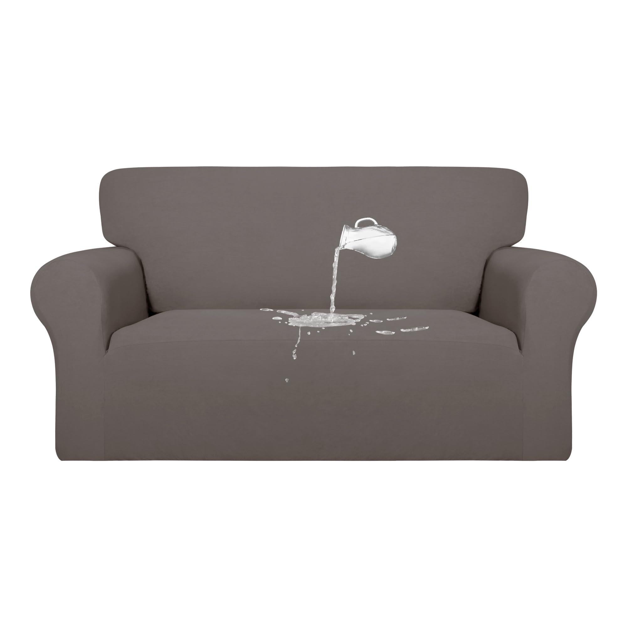 Purefit 100% Dual Waterproof Couch Cover Slipcovers For Couches And Sofas - Stretch Non Slip Fleece Sofa Covers Washable, Leakproof Furniture Protector For Kids, Pets, Dog (Loveseat, Taupe)