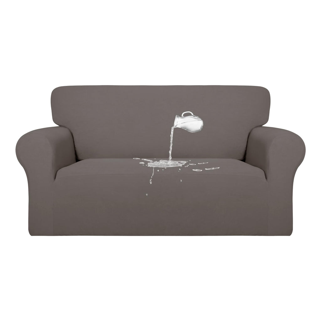 Purefit 100% Dual Waterproof Couch Cover Slipcovers For Couches And Sofas - Stretch Non Slip Fleece Sofa Covers Washable, Leakproof Furniture Protector For Kids, Pets, Dog (Loveseat, Taupe)