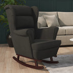 vidaXL Black Velvet Rocking Chair with Solid Rubberwood Legs - Comfortable Cushioned Seating for Living Room, Lounge, Bedroom