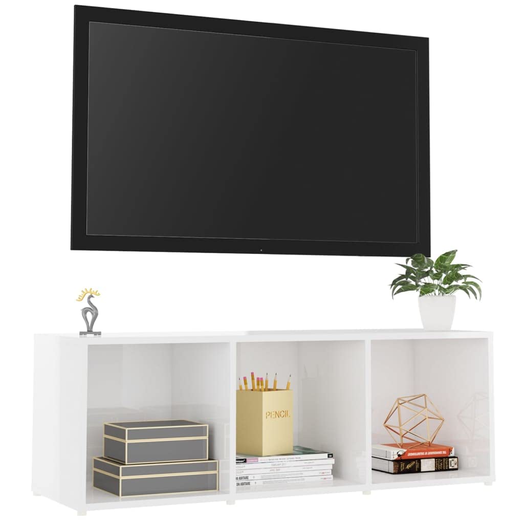 vidaXL TV Cabinet High Gloss White 42.1&quot;x13.8&quot;x14.6&quot; Chipboard