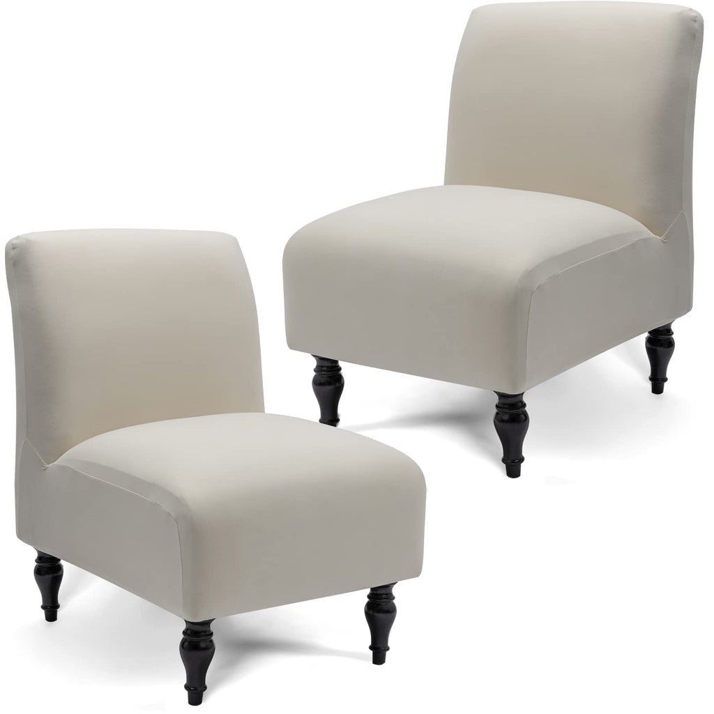 Liykimt Armless Accent Chair Cover Slipcover,Slipper Chair Stretch Spandex Removable For Armless Chair Furniture Protector For Living Dining Room Hotel (Beige, 2)