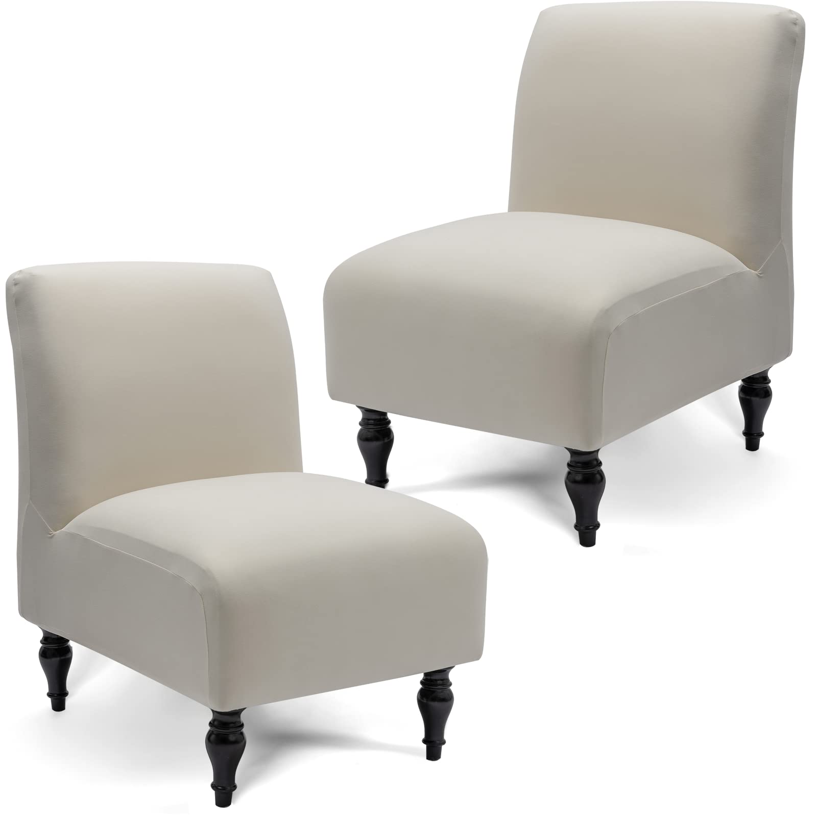 Liykimt Armless Accent Chair Cover Slipcover,Slipper Chair Stretch Spandex Removable For Armless Chair Furniture Protector For Living Dining Room Hotel (Beige, 2)