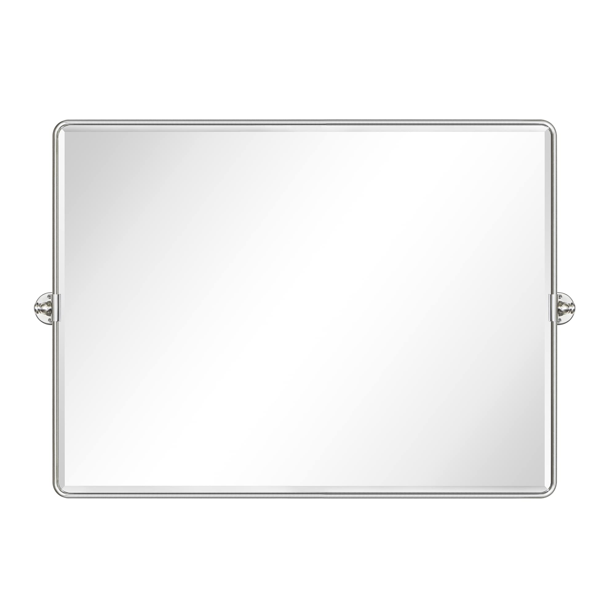 Tehome 40X30'' Brushed Nickel Horizontal Pivot Mirror 30X40'' Metal Framed Rectangle Tilting Beveled Vanity Mirrors For Wall