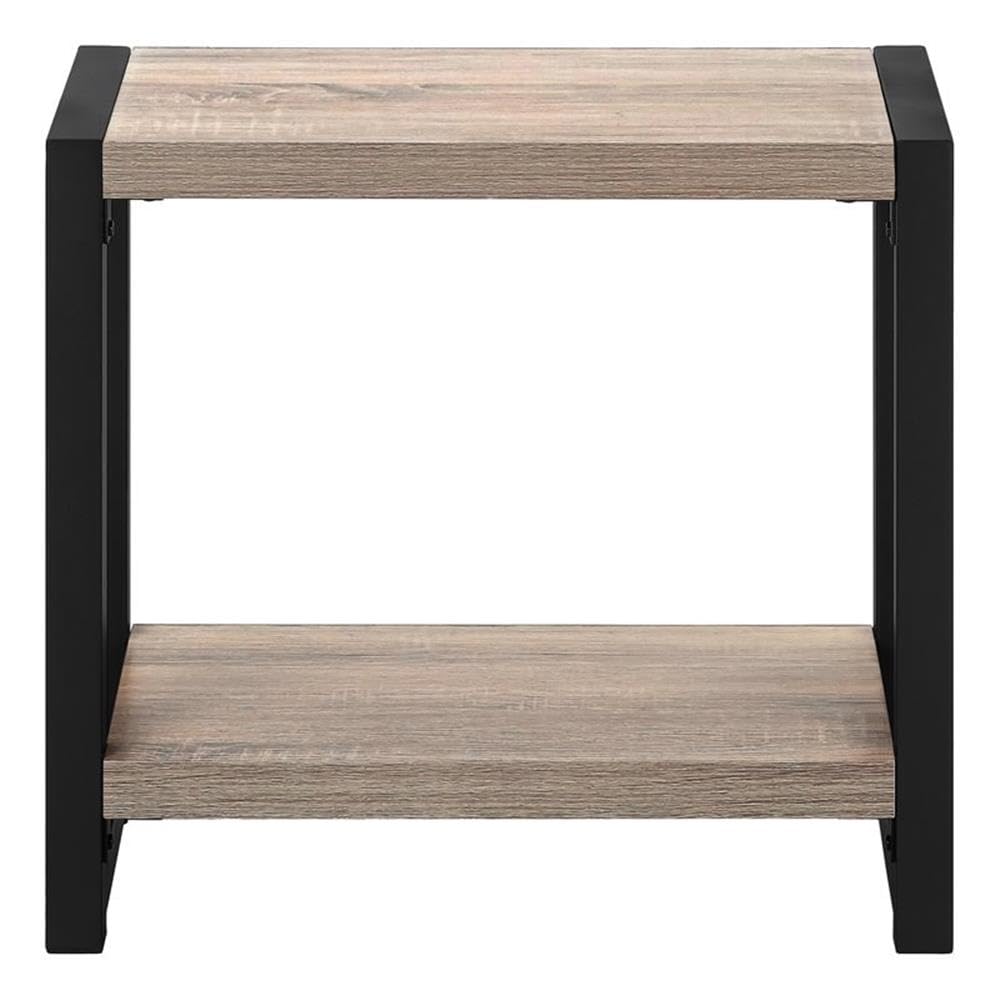 Monarch Specialties I 2083 Accent Table, Side, End, Narrow, Small, 2 Tier, Living Room, Bedroom, Metal, Laminate, Brown, Black, Contemporary, Modern