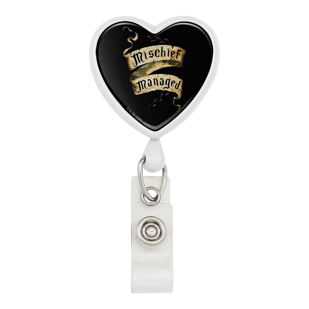 Harry Potter Mischief Managed Heart Lanyard Retractable Reel Badge Id Card Holder