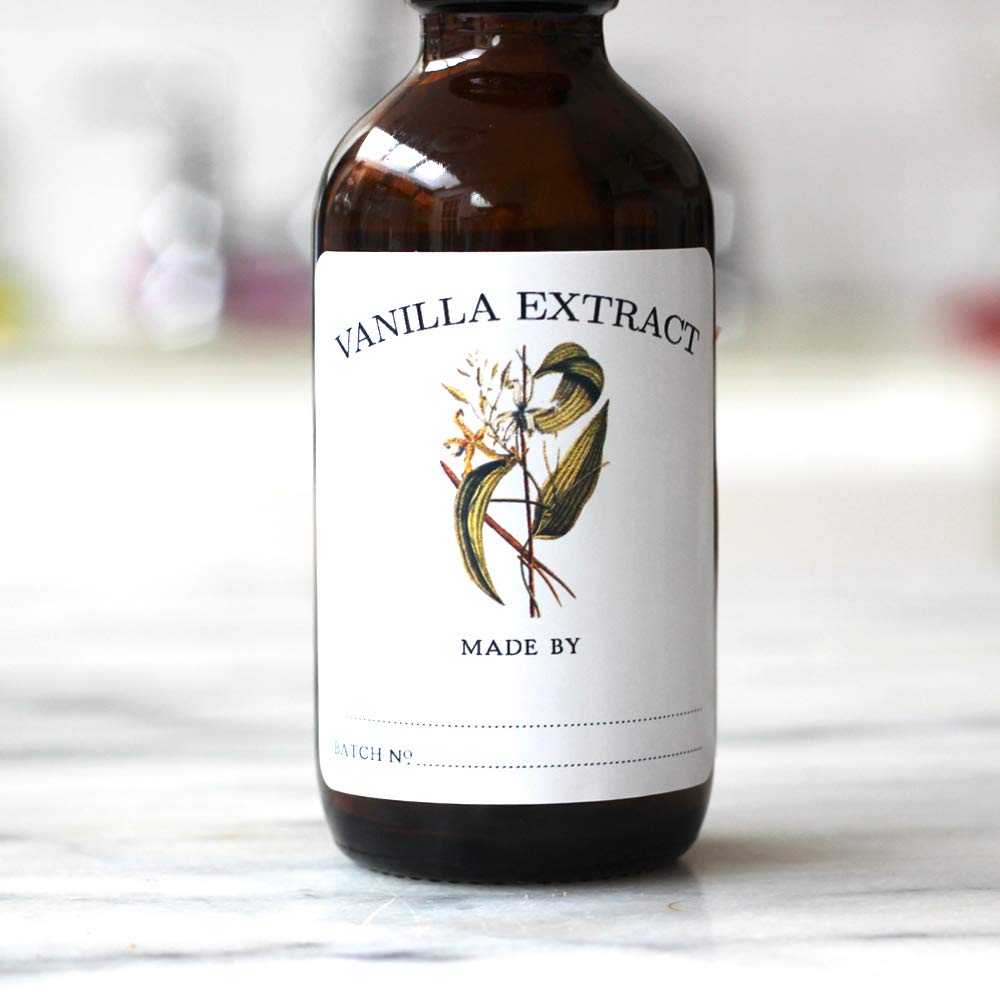Vanilla Extract Labels - Pack Of 12. Size >> 2' X 2'