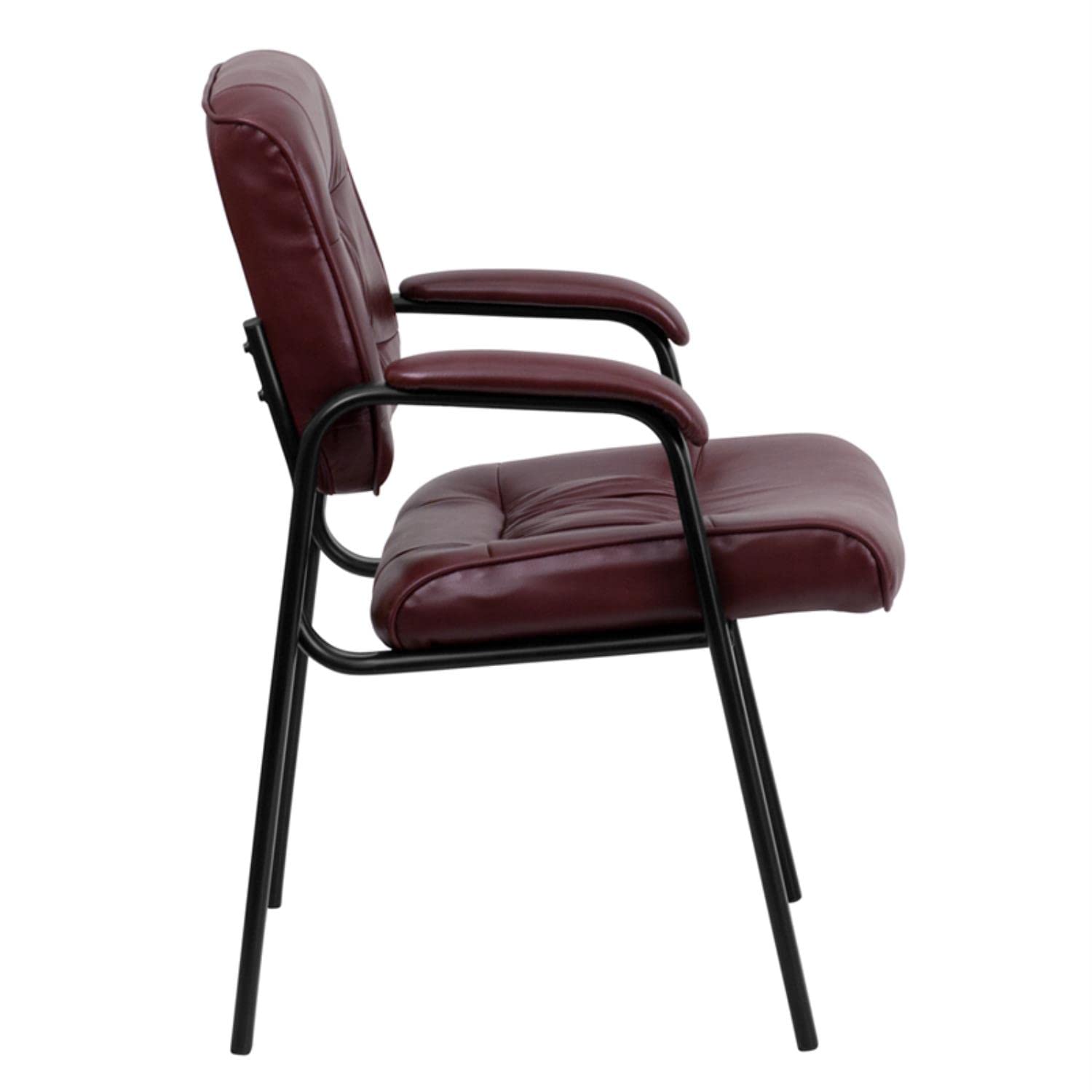Flash Furniture Haeger LeatherSoft Tufted Executive Reception Chair with Padded Armrests, Upholstered Side Chair for Living Room or Office, Burgundy