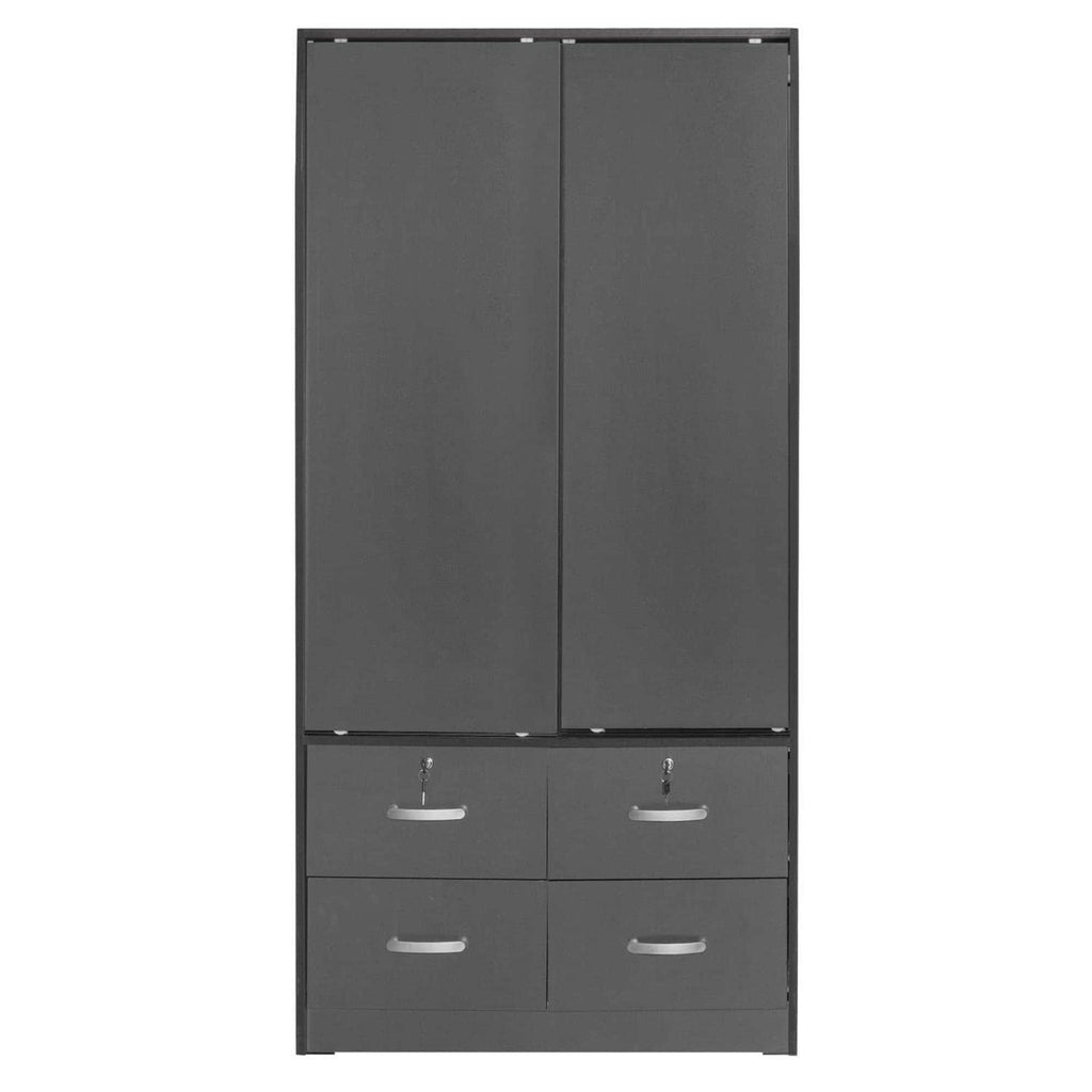 Better Home Products Sarah Modern Wood Double Sliding Door Armoire In Dark Gray