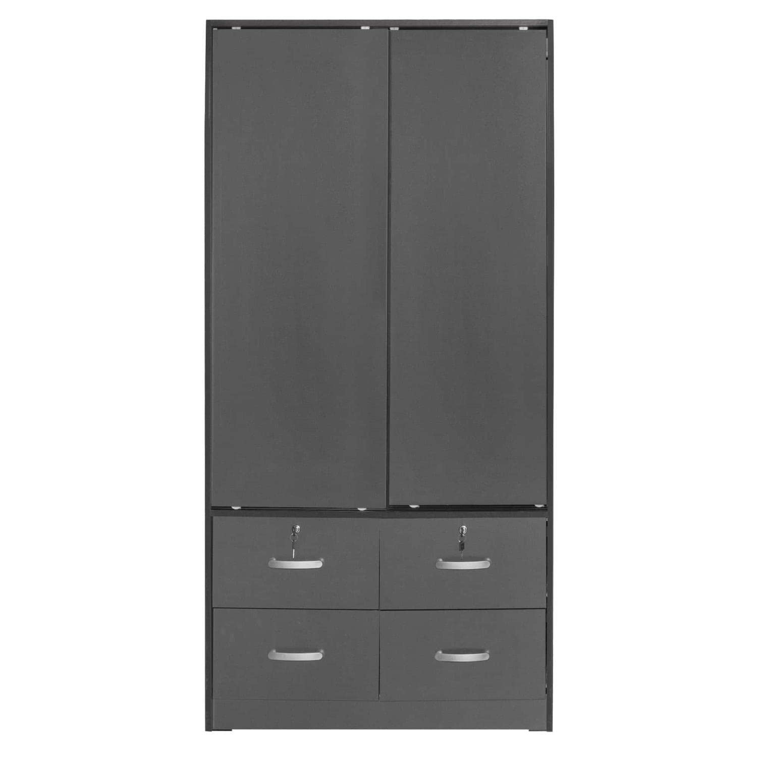 Better Home Products Sarah Modern Wood Double Sliding Door Armoire In Dark Gray