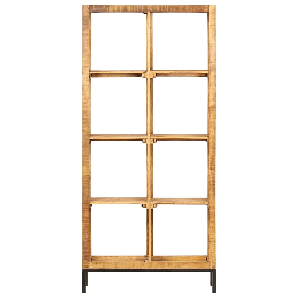 vidaXL Industrial Bookshelf Made of Solid Mango Wood with 8 Compartments, Polished and Lacquered - Brown, 31.5&quot;x9.8&quot;x68.9&quot;