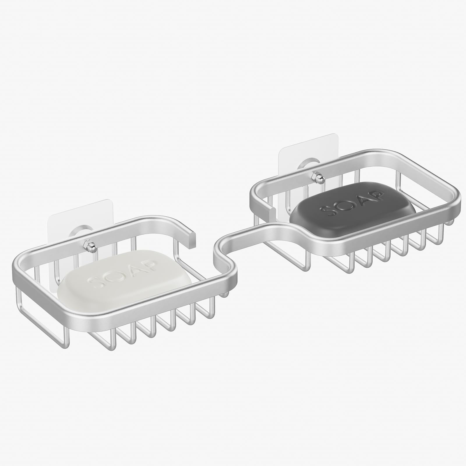 2 Soap Dishes Holder Shower,Drill-Free,Soap Bar Holder for Shower Wall,Shower Soap Holder for Bathroom, Rustproof Aluminum Spong