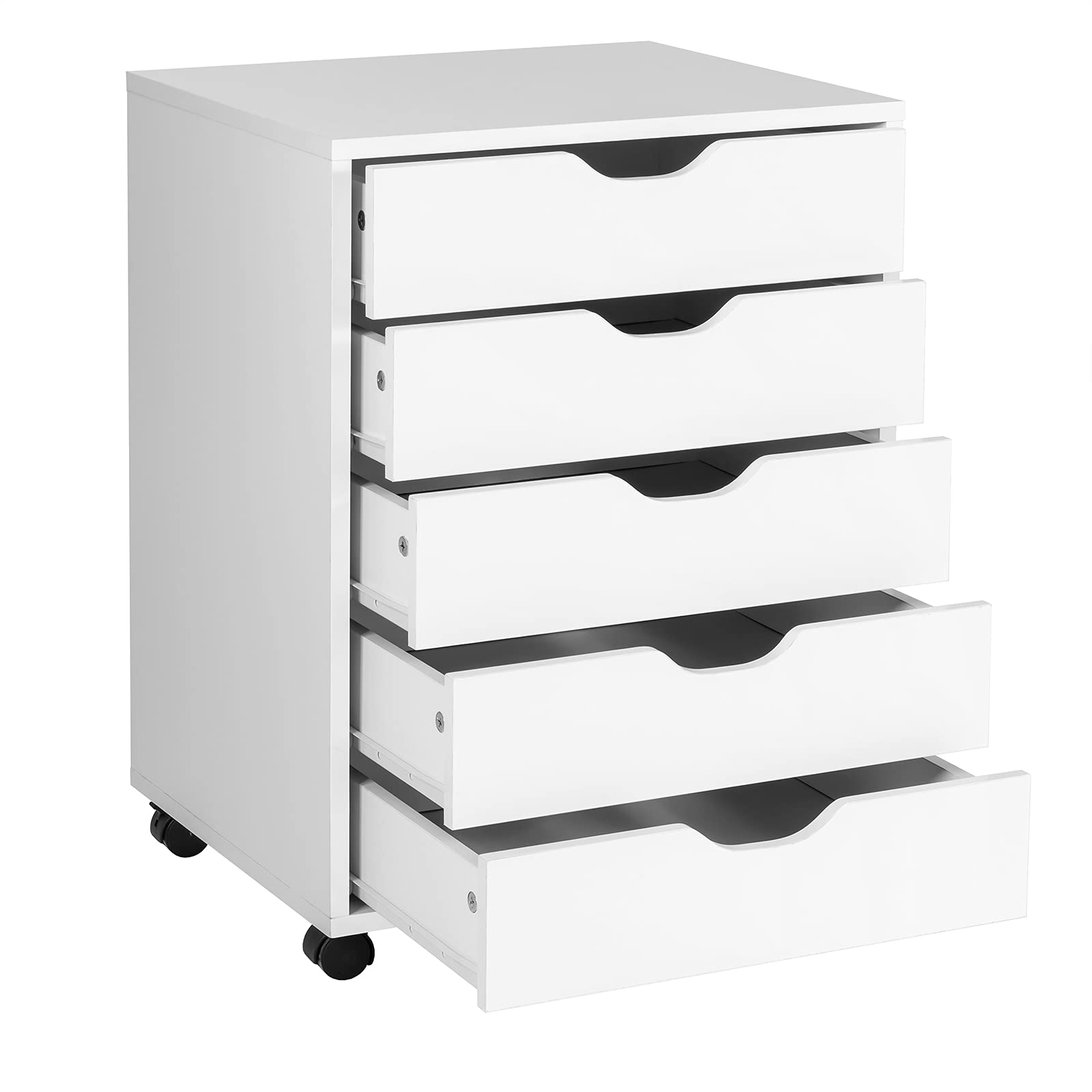 Multigot Rolling File Cabinet, Wooden Filling Storage Cabinet With Drawers And Wheels, Home Office Printer Stand Storage Organizer(5 Drawers)