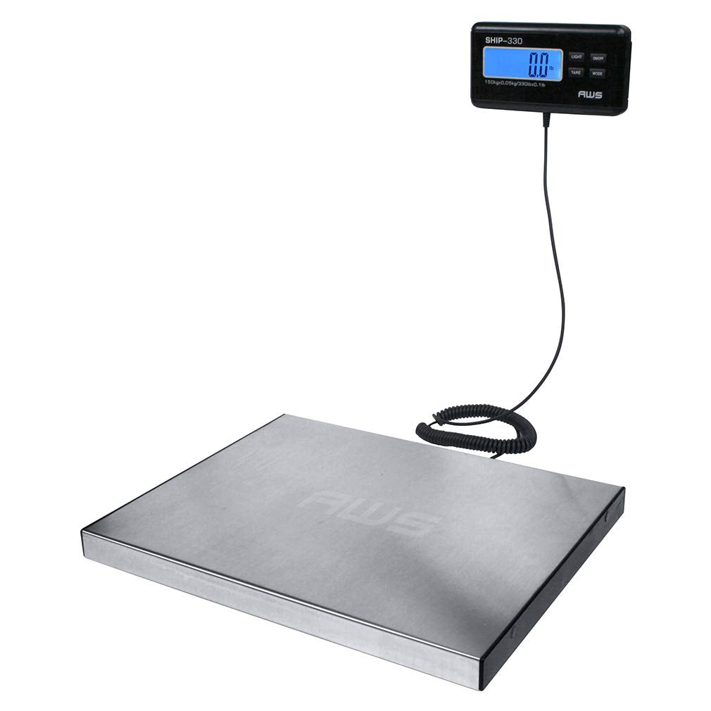 Ship Series Digital Heavy Duty Shipping Postal Scale, Large Platform Stainless Steel, 330Lbs X 0.1Lbs (Amw-Ship330) - American W