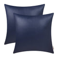 Brawarm Faux Leather Throw Pillow Covers 22 X 22 Inches - Navy Blue Leather Pilow Covers Pack Of 2, Solid Dyed Leather Pillowcas