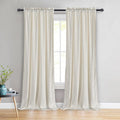 Jiuzhen Ivory Velvet Curtains 96 Inches For Living Room - Thermal Insualted Room Darkening Rod Pocket Thick Velvet Window Drapes