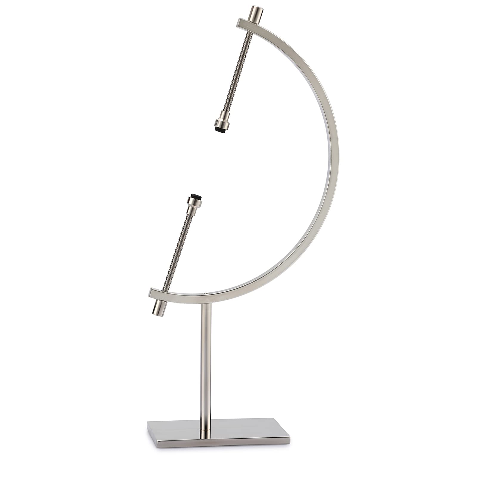 JUXYES Silver Toned Sphere Holder Caliper Stand, Hold 1-1/2 to 5, Caliper Style Display Stand for Mineral, Ornament, Gem, Shell,