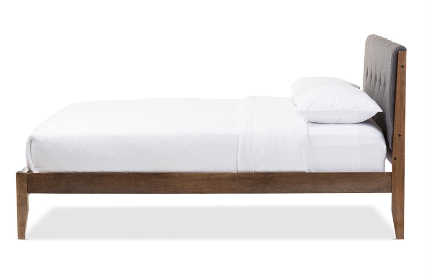 Baxton Studio Leyton Mid-Century Modern Upholstered Platform Bed King