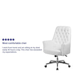 Flash Furniture Hansel Mid-Back Traditional Tufted White LeatherSoft Executive Swivel Office Chair with Arms