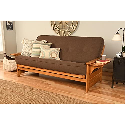 Kodiak Furniture Phoenix Full Size Futon in Butternut Finish, Linen Cocoa