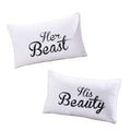 Dasyfly His Hers Couples Pillowcases,2Pcs Her Beast And His Beauty Pillow Case,Cute Couples Gifts Wedding Gifts V-Day Gifts For