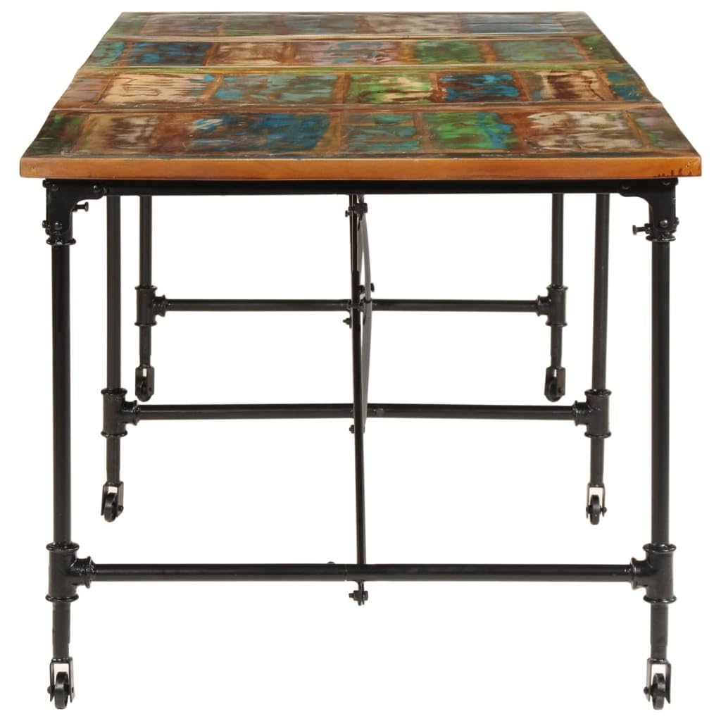 vidaXL Dining Table - 86.6"x35.4"x30.3" Solid Reclaimed Wood/Metal Legs - Industrial Charm Dining Room/Kitchen Table - Multicolor Variations