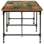 vidaXL Dining Table - 86.6"x35.4"x30.3" Solid Reclaimed Wood/Metal Legs - Industrial Charm Dining Room/Kitchen Table - Multicolor Variations