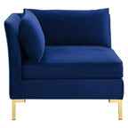 Modway Ardent Modern Performance Velvet Corner Chair In Navy/Gold