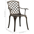 vidaXL 3-Piece Patio Bistro Set in Brown Bronze - Durable Cast Aluminum Design ?Elegant Outdoor Seating for Balcony, Backyard, or Garden