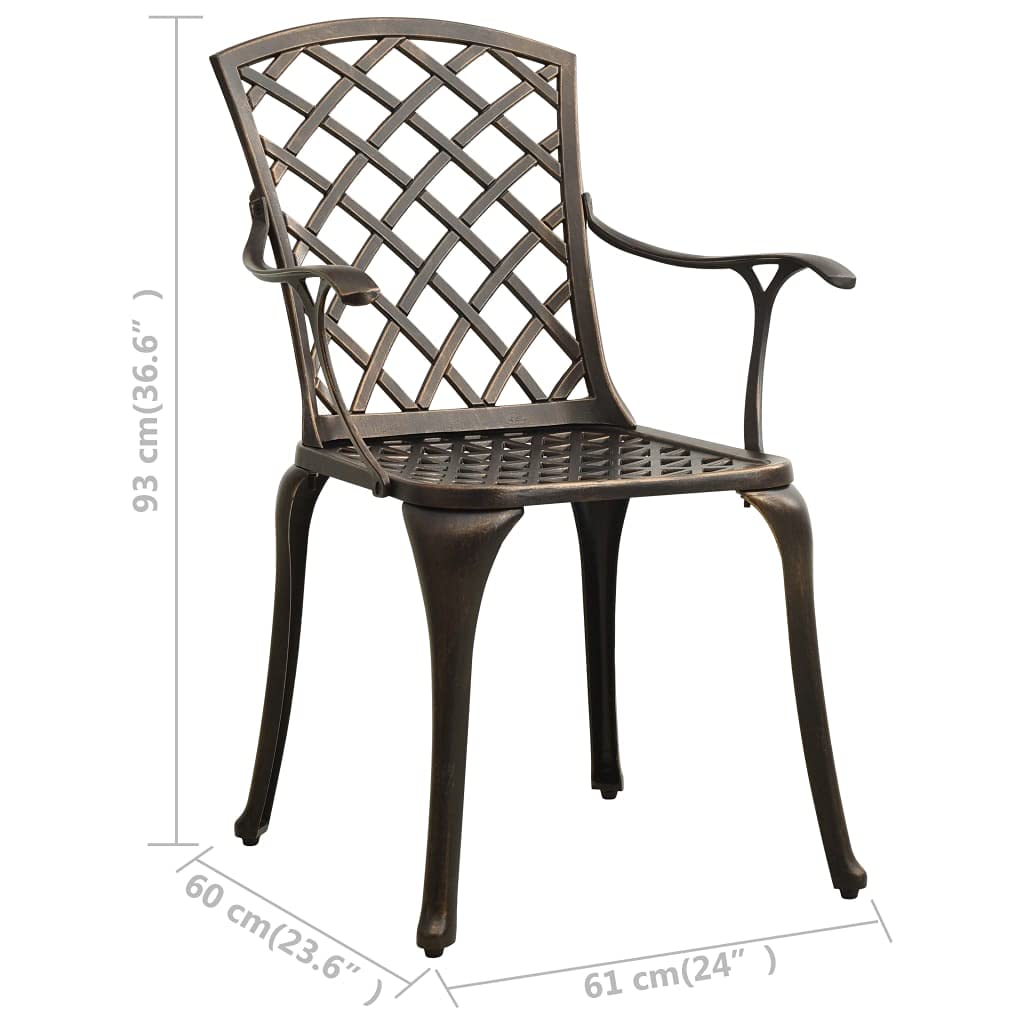 vidaXL 3-Piece Patio Bistro Set in Brown Bronze - Durable Cast Aluminum Design ?Elegant Outdoor Seating for Balcony, Backyard, or Garden