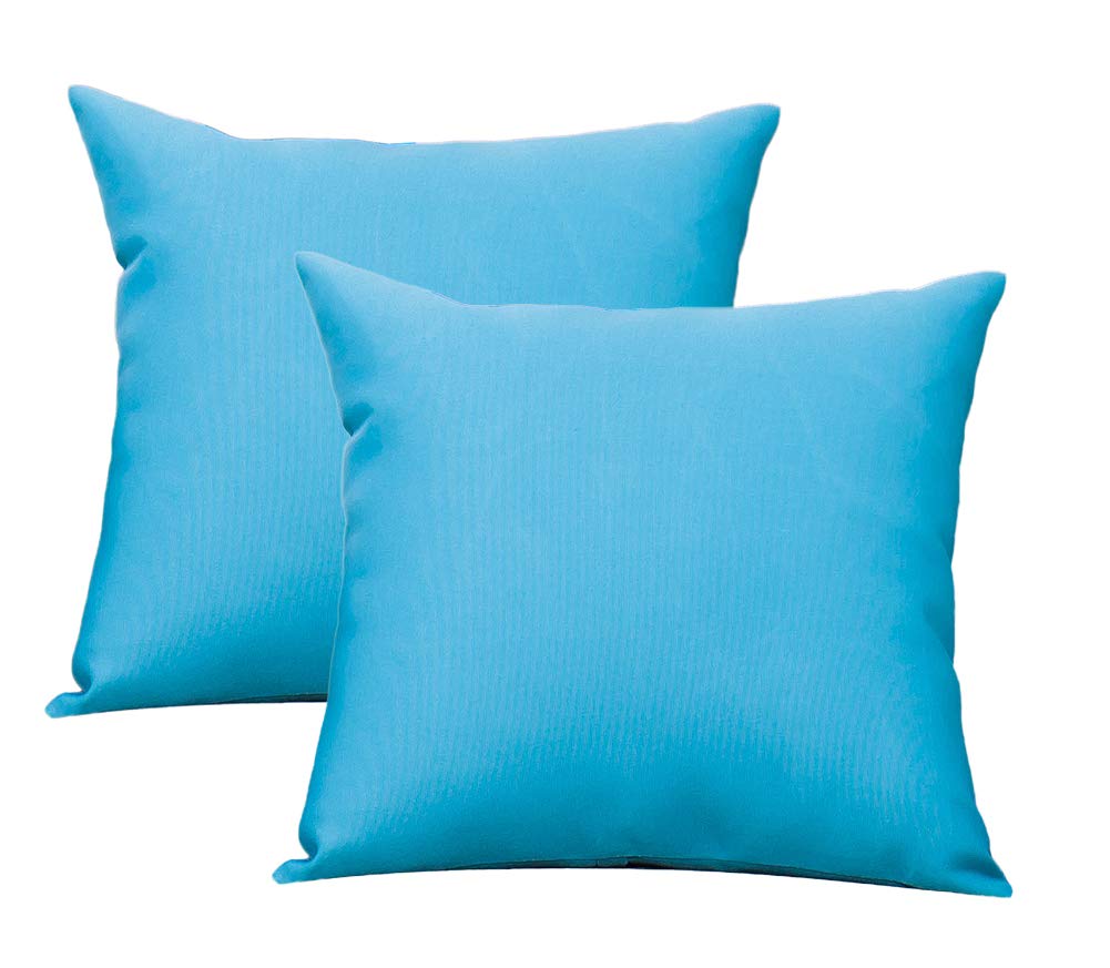 Augld 2Pack Outdoor/Indoor Throw Pillow Cover, Waterproof Solid Pillow Case Aqua 20'X20'