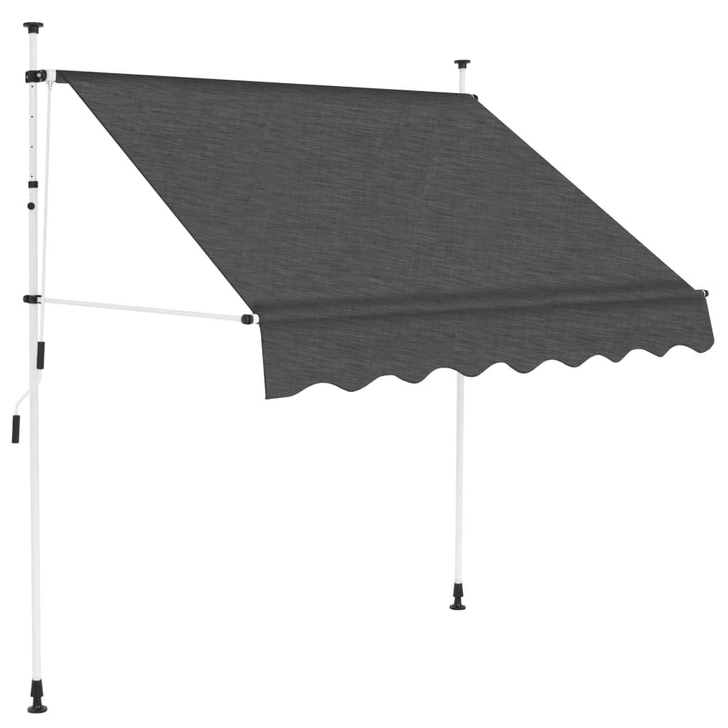 vidaXL Manual Retractable Awning 78.7&quot; Anthracite - Weather-Resistant Polyester Canopy with PU Coating - Steel Frame - Adjustable Height and Angle - Ideal for Terrace, Balcony, Garden