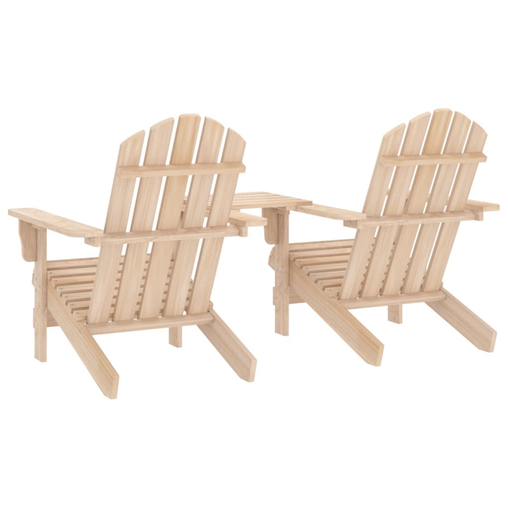 vidaXL Patio Adirondack Chair with Tea Table – Comfortable Outdoor Seating, Solid Fir Wood, Easy Assembly, Weather-Resistant, Ergonomically Design