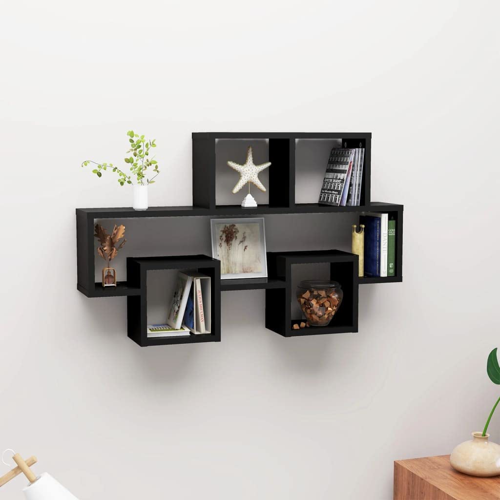 Car-Shaped Wall Shelf Black 82X15X51 Cm Engineered Wood