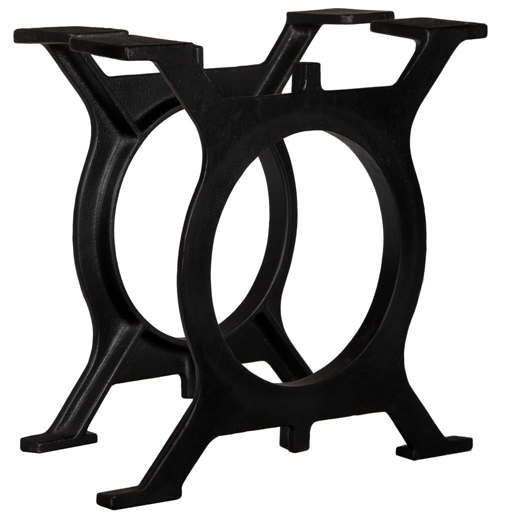 vidaXL 2X Industrial O-Frame Cast Iron Table Legs, Black, 17.7 x 16.5 cm, 2 Pieces, For Tables (Coffee, Dining, Desk, Side, End)