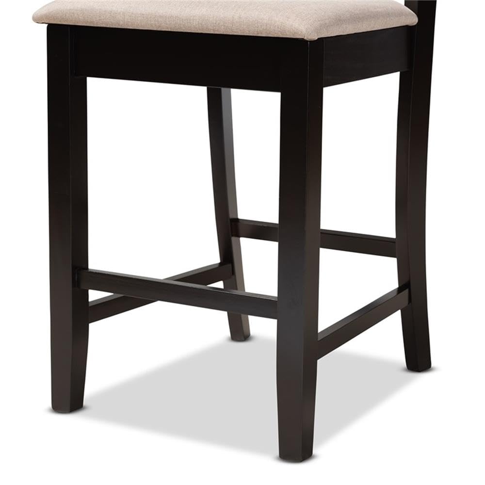 Baxton Studio Nicolette Modern and Contemporary Sand Fabric Upholstered and Dark Brown Finished Wood 2-Piece Counter Stool Set